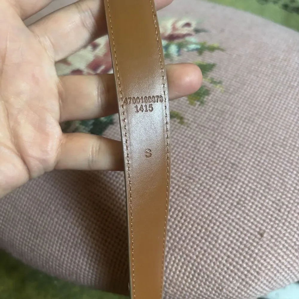 Vtg y2k Ralph Lauren Natural Cork Belt Gold LRL Engraved Logo Metal Buckle Sz S